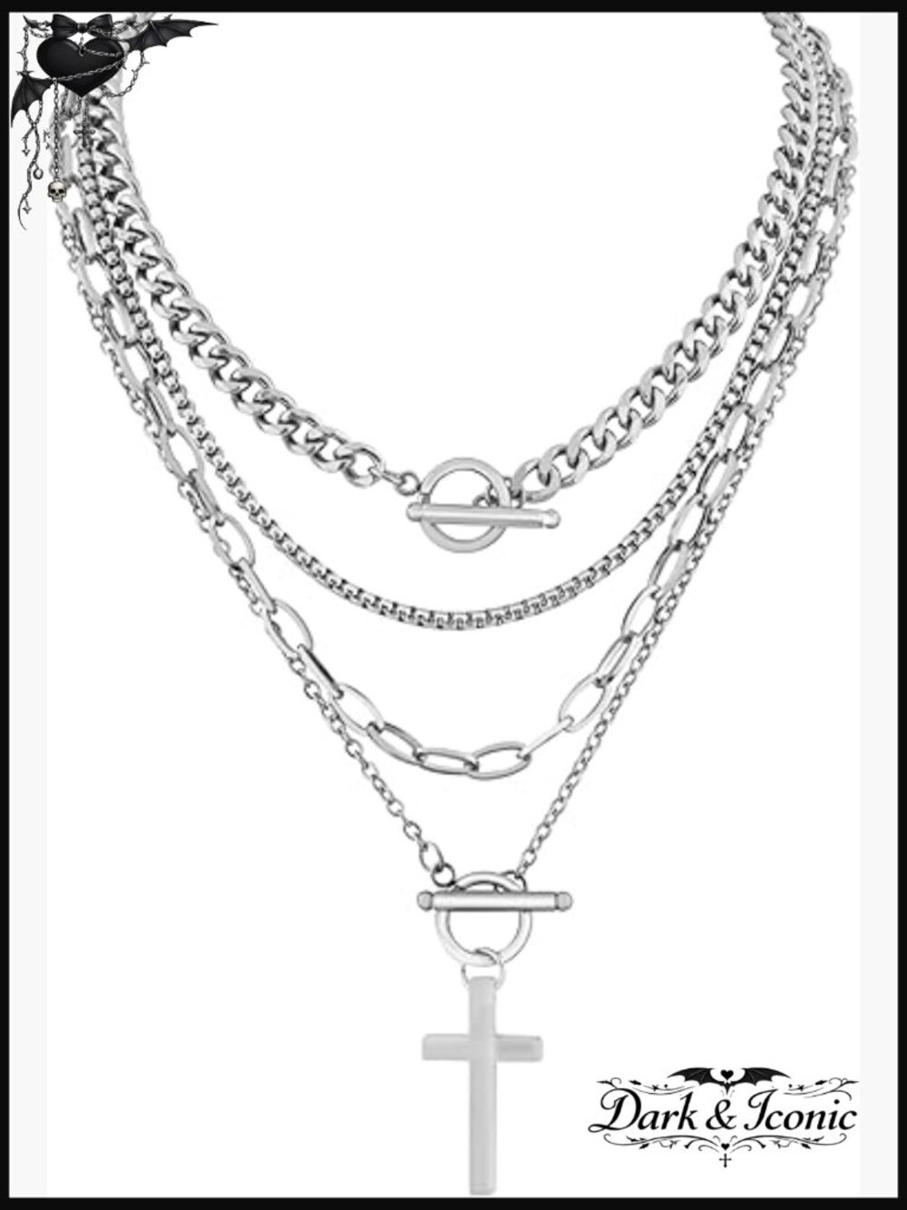 Gothic Layered Cross Choker Necklace Set Punk Grunge Emo Jewelry for Women